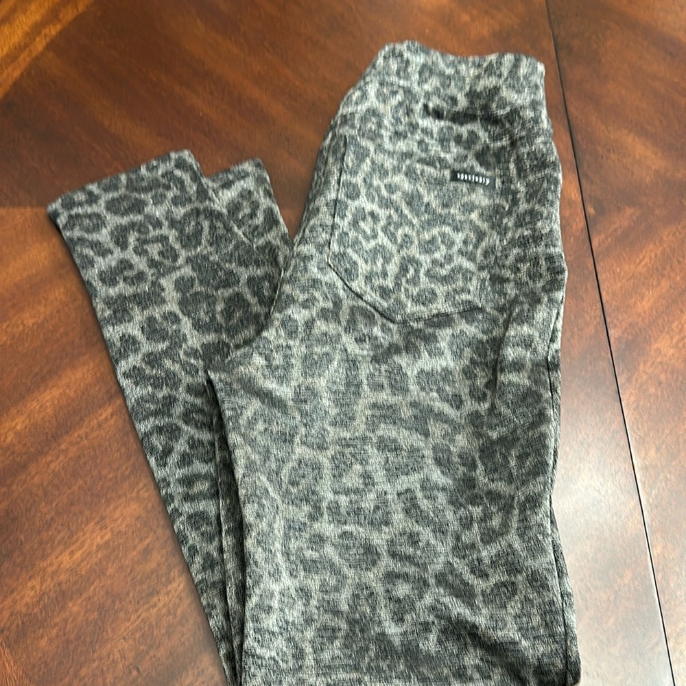 Sanctuary x Anthropologie Black & Silver Leopard Metallic Animal Print Pants XS